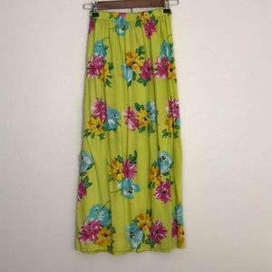 Handmade Light Yellow Green Floral Skirt